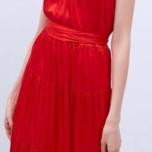 NWT Zara Red Satin Halter Dress Large